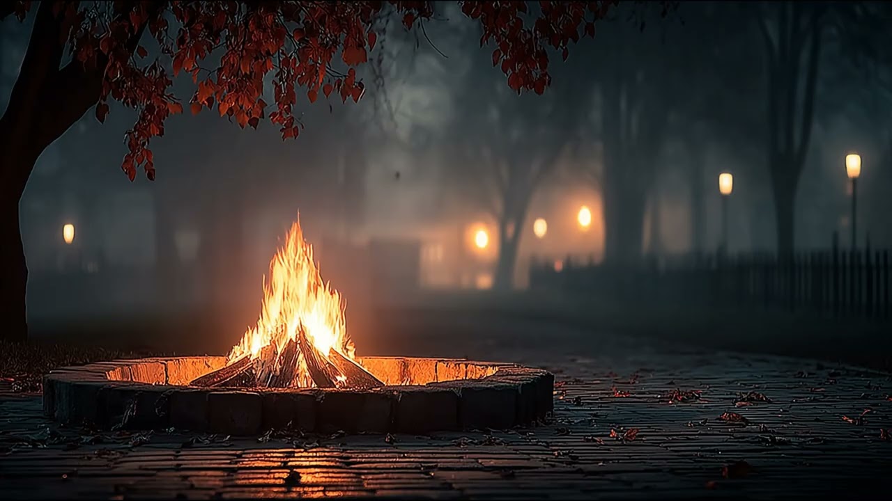 City Lights & Campfire Urban Campfire at Night 🔥 10 Hours of City Fire Ambience