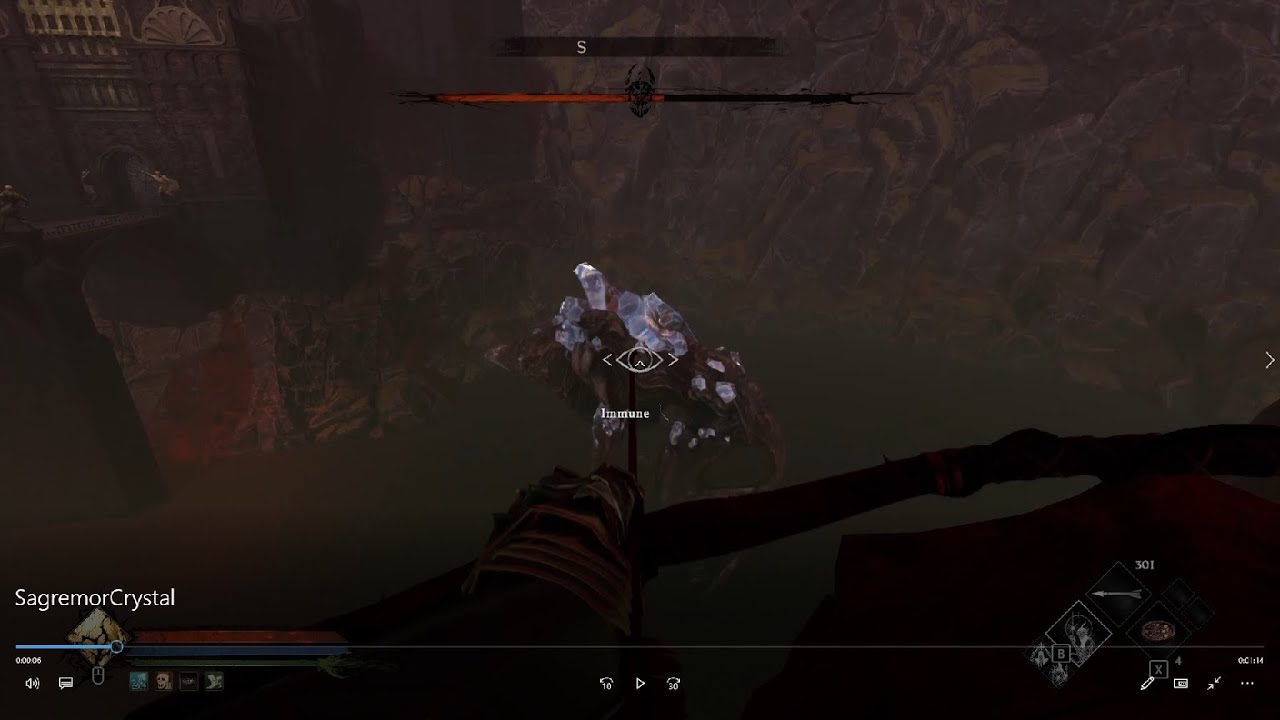 Attacking the huge crystal backed monster at Sagremor Castle. Tainted Grail - Fall of Avalon