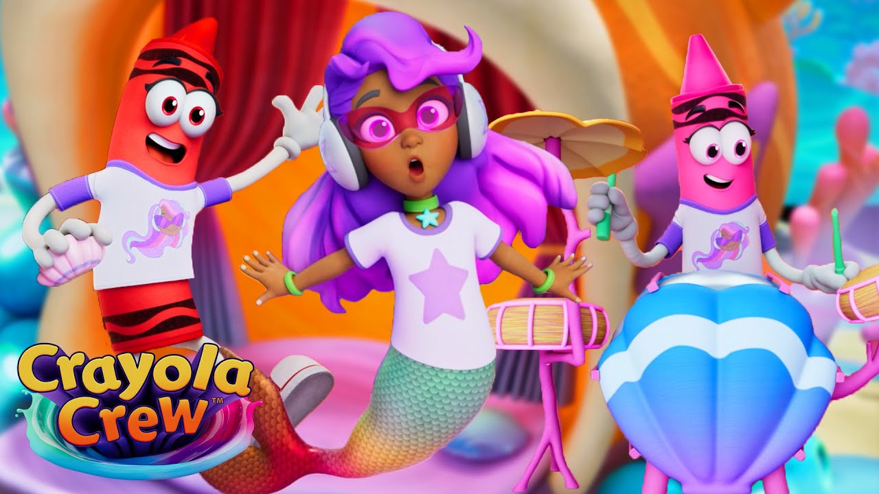 Rainbow Mermaid Music Concert! | 45 MIN of Crayola Crew FULL EPISODES | Fun Cartoons for Kids