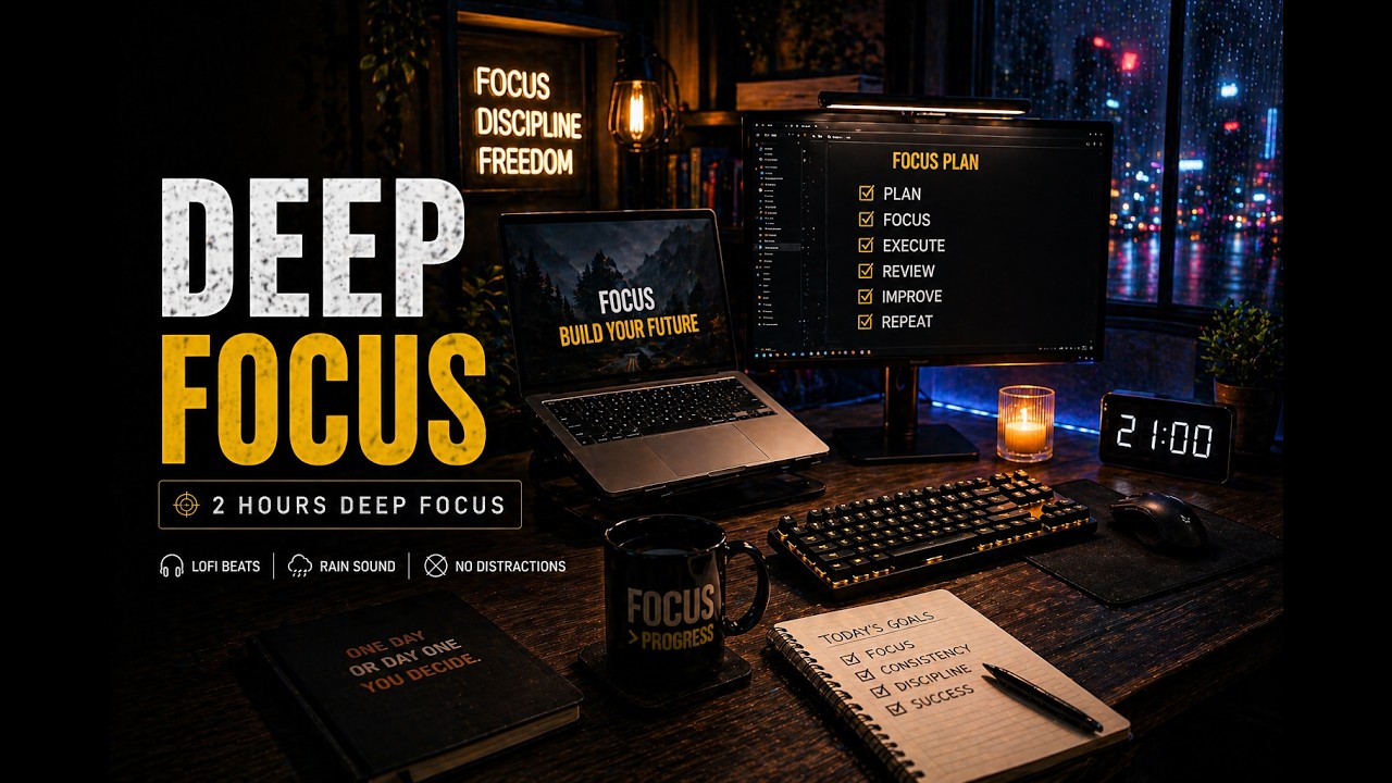 DEEP FOCUS &ndash; 2 Hour Work Session (Dark Ambient + Rain)
