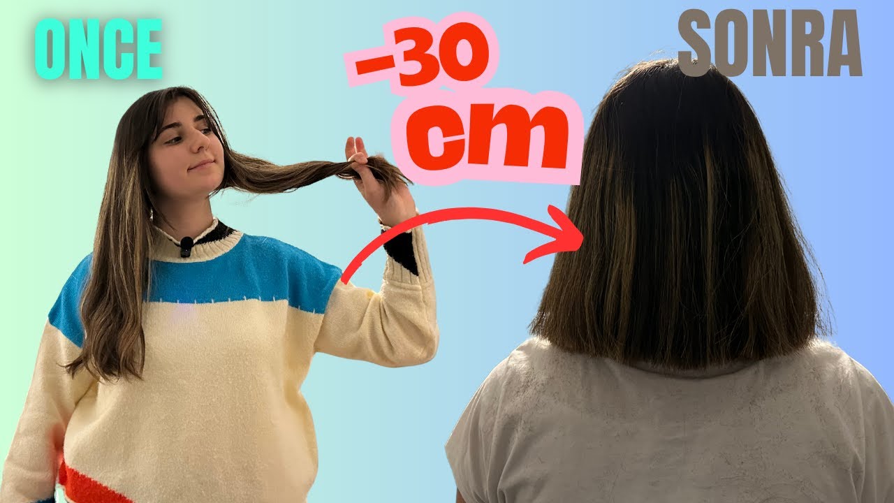 Saçımı Kocam Kesti! 30cm Kısa, Riskli Ama Eğlenceli✂️💆🏽‍♀️ My Husband Cut My Hair