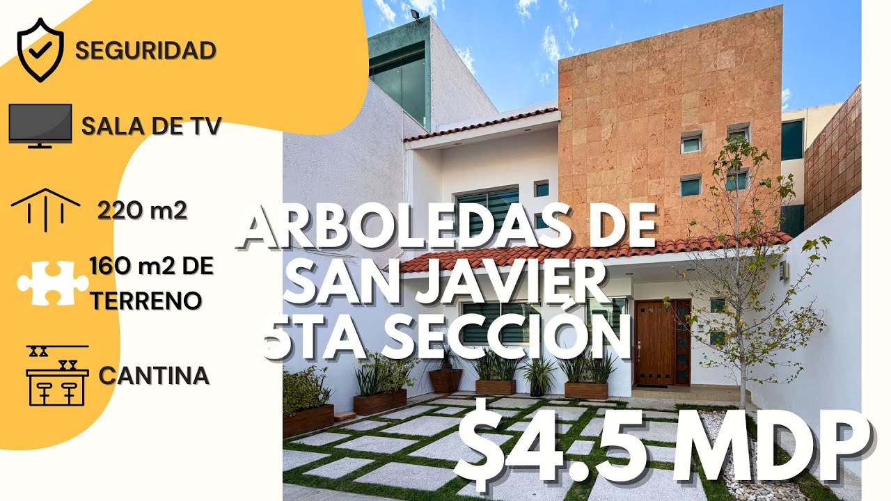 CASA EN VENTA EN PACHUCA ARBOLEDAS DE SAN JAVIER 5TA SECCIÓN  160 M2 DE TERRENO, CANTINA, SALA DE TV