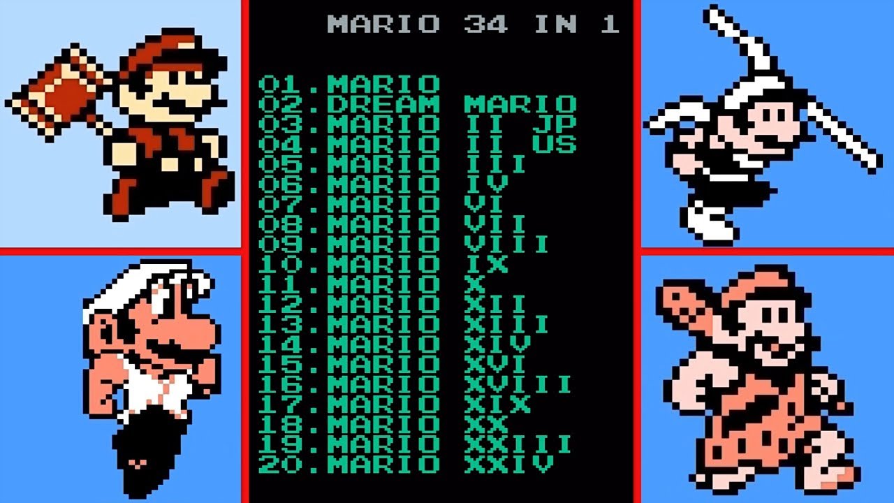 Super Mario 34 in 1 NES Ultimate Bootleg Multicart