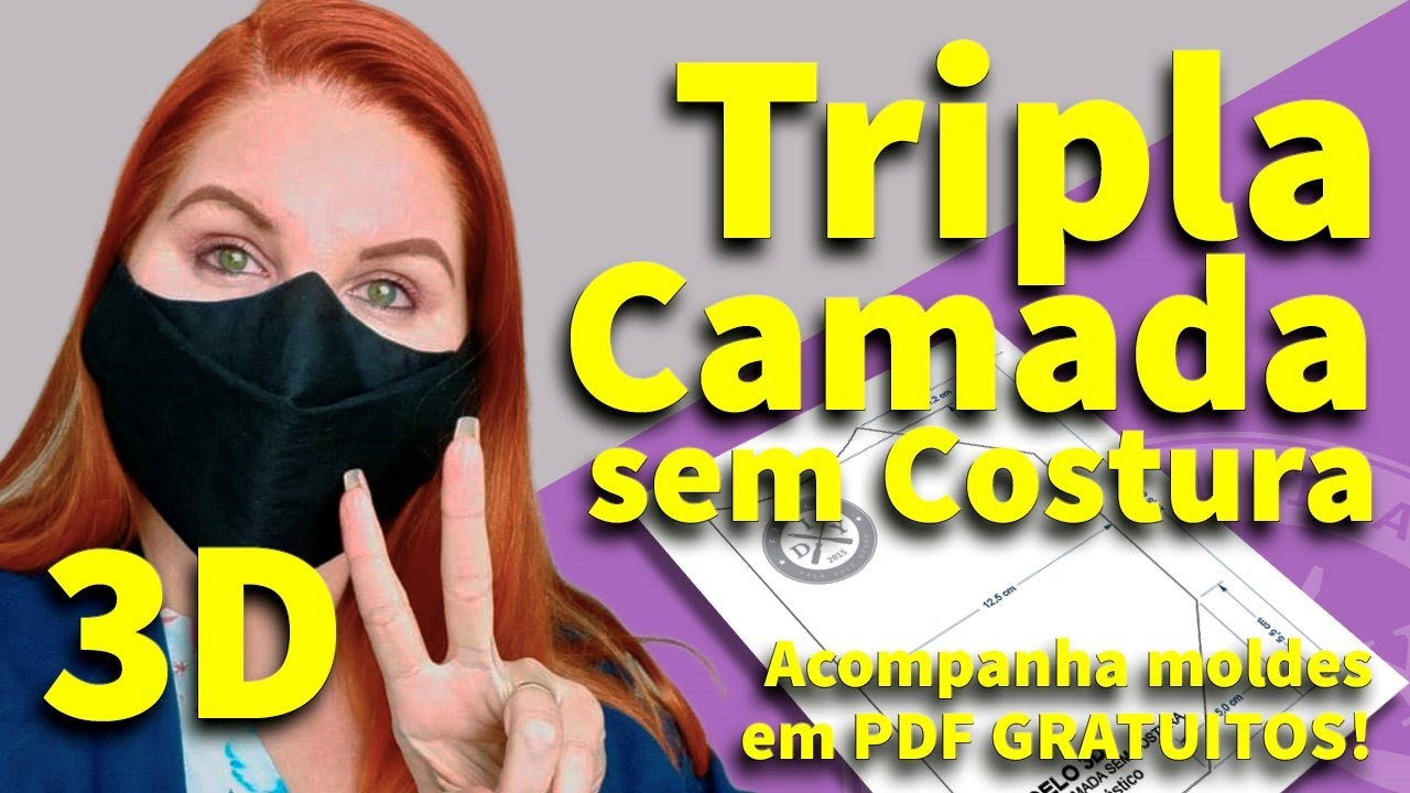 MÁSCARA DE PROTEÇÃO 3D SEM COSTURA CAMADA TRIPLA - FAMÍLIA DIY
