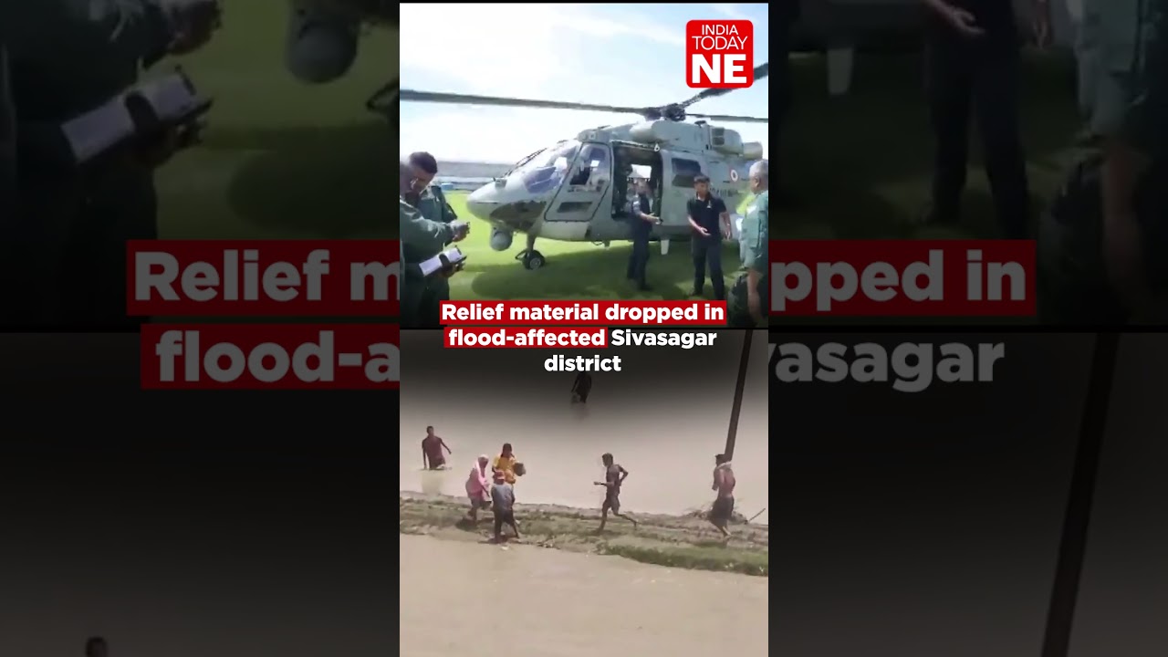 Relief material dropped in flood-affected Sivasagar district