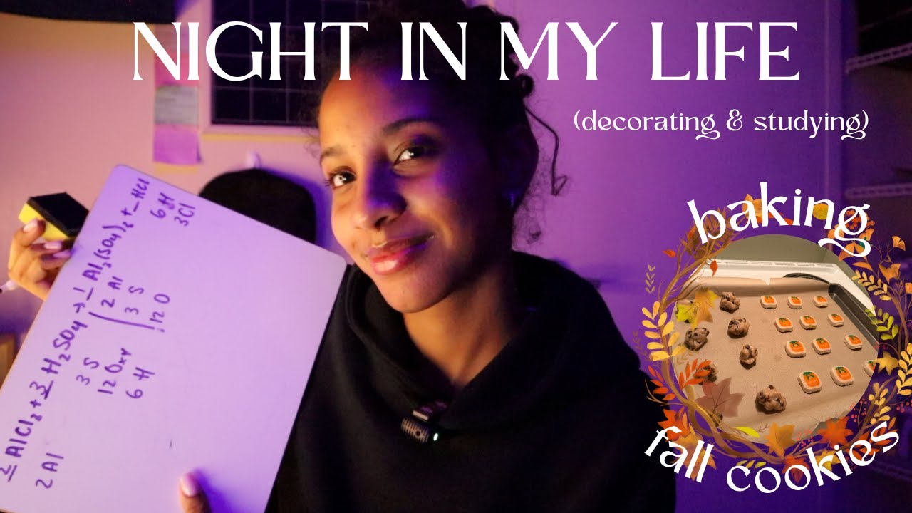 a cozy fall night in my dorm 🍂 | decorating + baking + studying