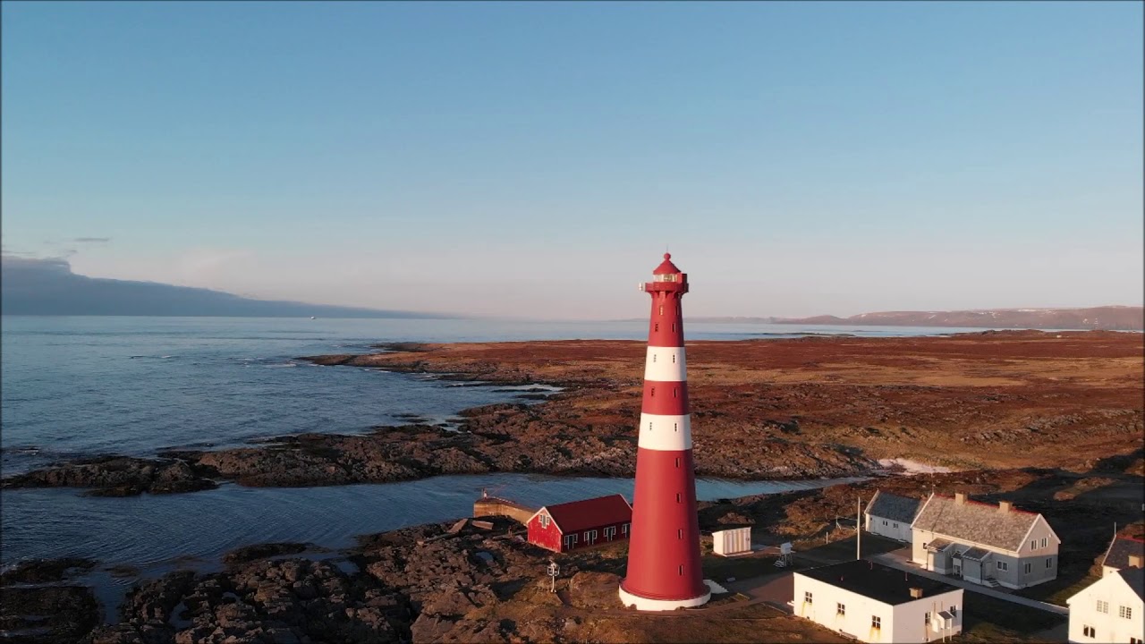 Drone flight at Slettnes pharos in North Norway...
