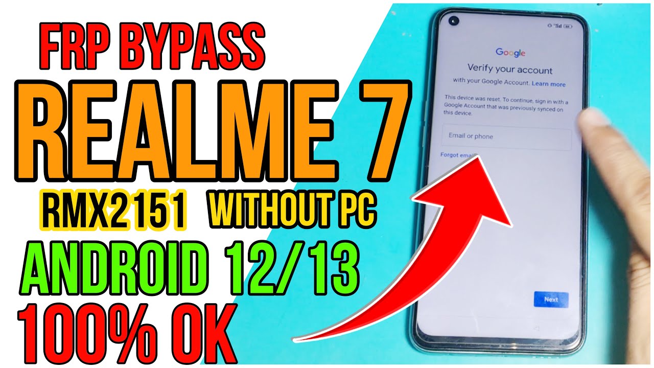 Realme  7 (RMX2151) frp bypass Without PC Android 12 13