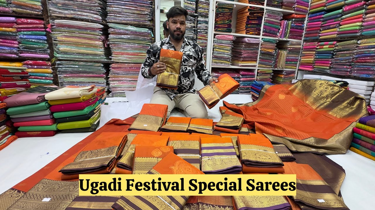 Bangalore Wholesale Rust Orange Sarees | Ugadi Festival Special Sarees | Single Saree Courier Avl