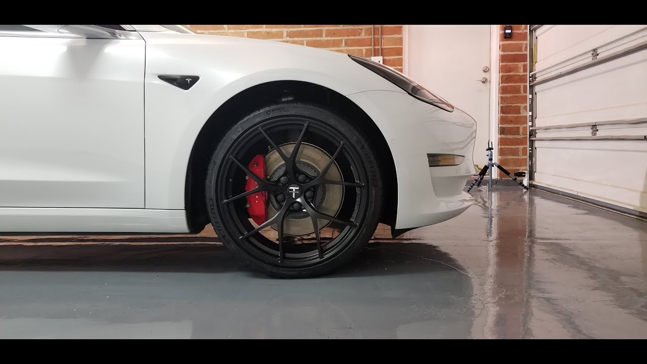 New TSportline Wheel installation of Tesla Model 3 Performance P3D