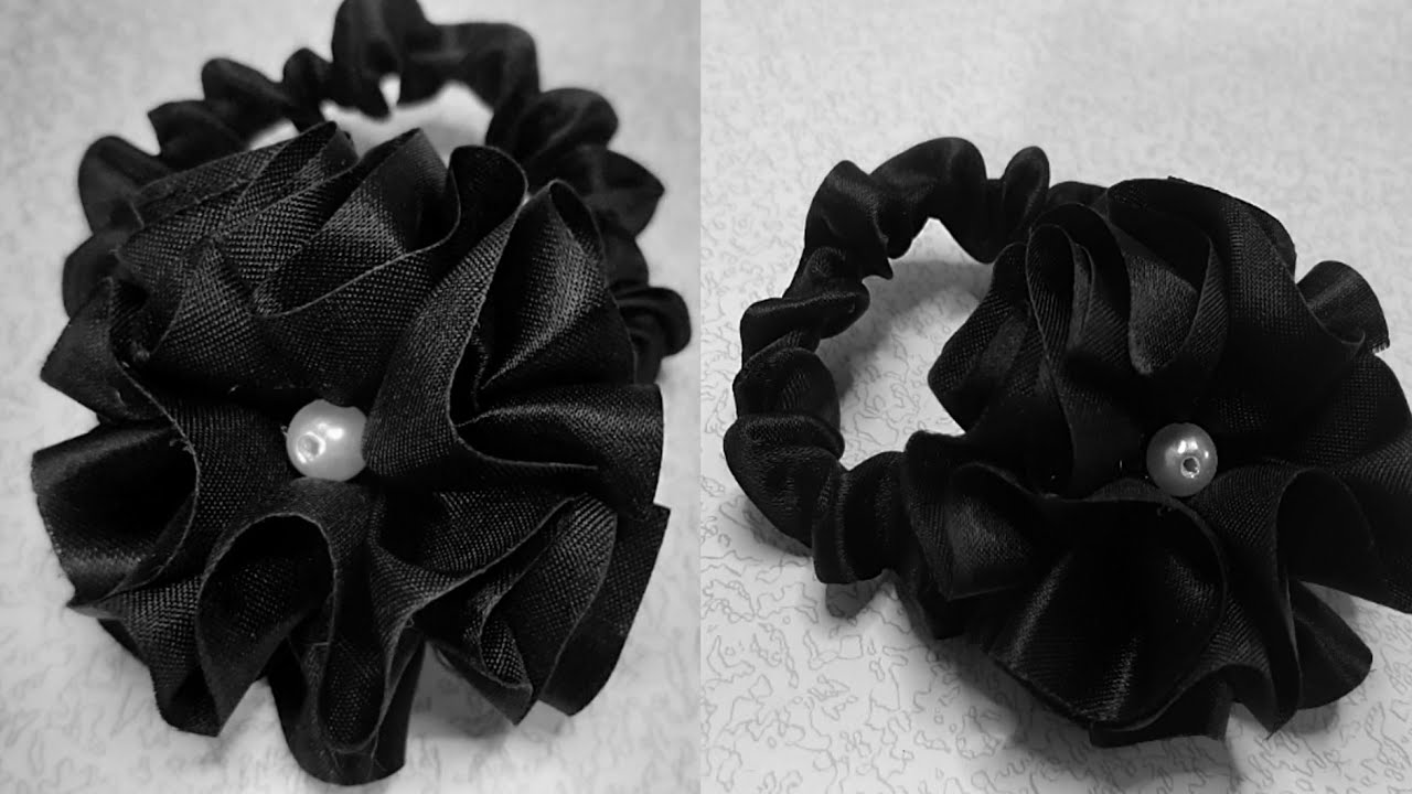 DIY coletero con flor super facil / super easy flower scrunchie 🌺🌸