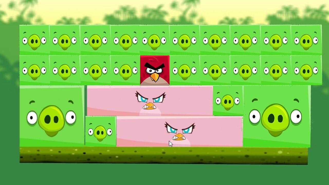 Angry Birds Kick Piggies - TRANSFORM SMALL BIRD TO GIANT SQUARE BIRDS TO KICK OUT ALL PIGGIES!