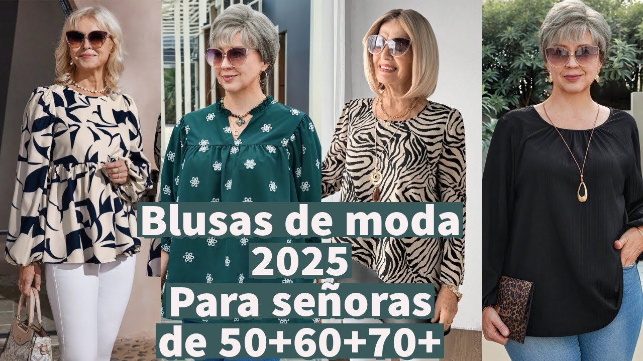 Blusas para Señoras de 50+60+70+moda en blusas primavera verano 2025/Fashionable blouses for women