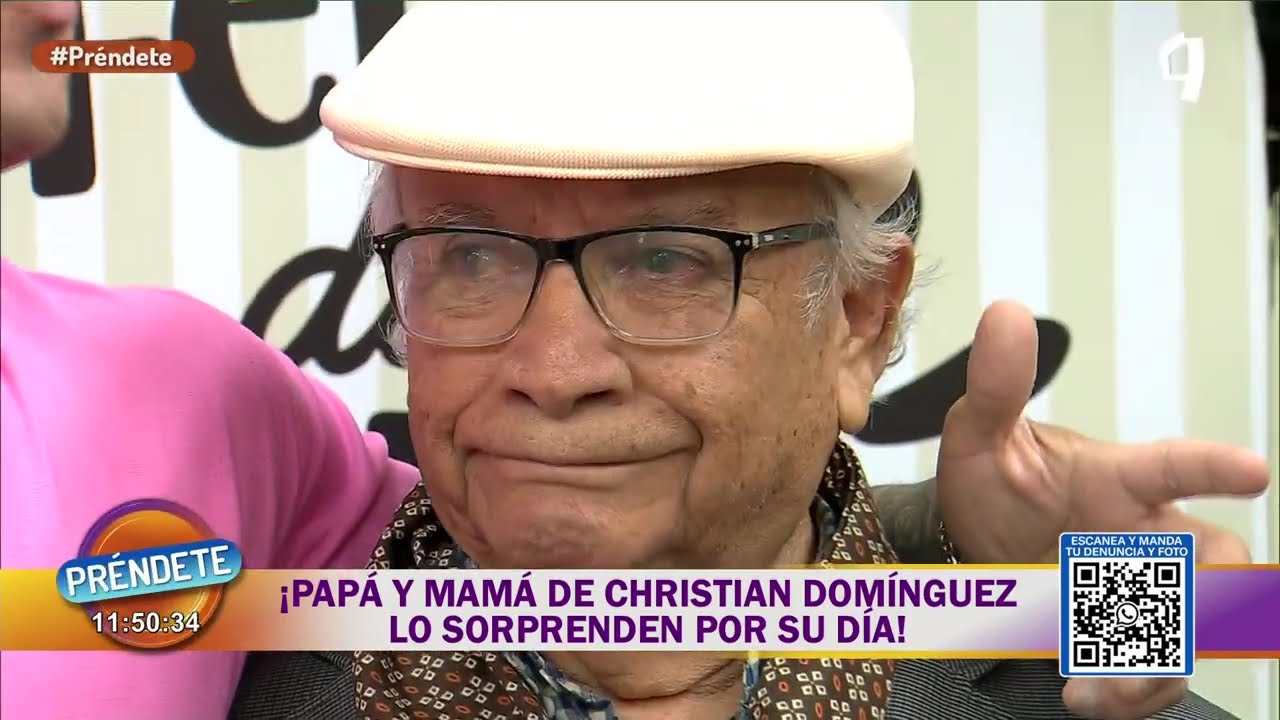 Padres de Christian Domínguez lo sorprenden en el set por el “Día del Padre”
