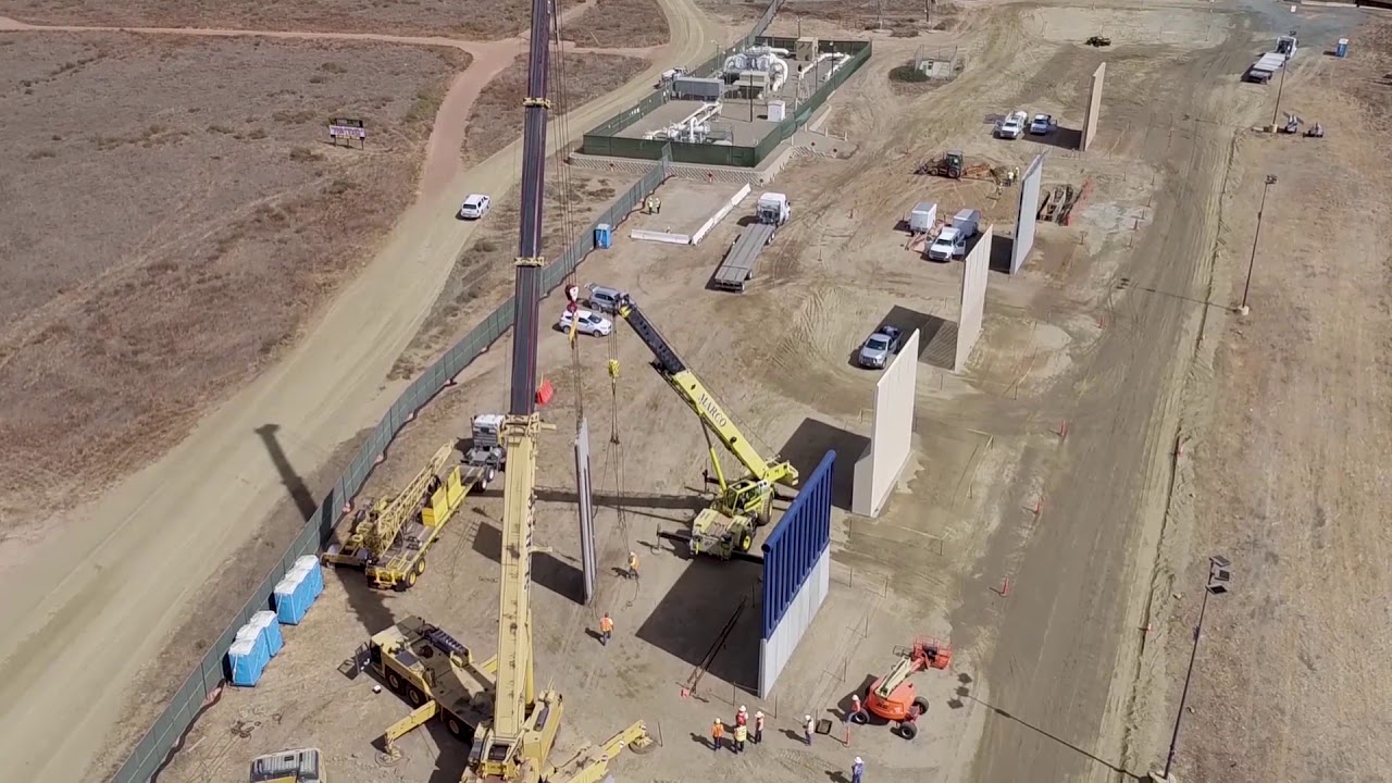 Border Wall Prototype Construction Aerial B-Roll 10/17/17