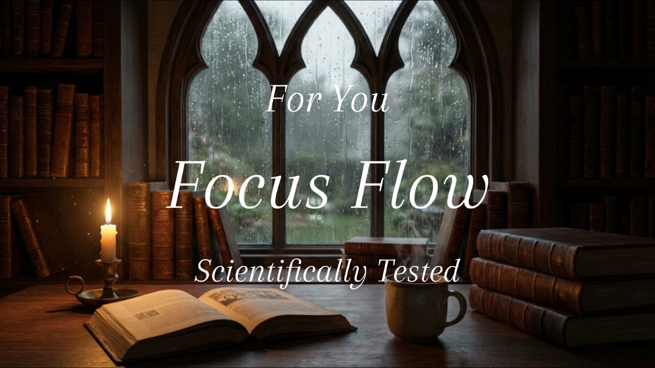 2Hr Rainy Library Corner Study Room | 40Hz Gamma Brain Waves Tested & Proven | Evolving Music