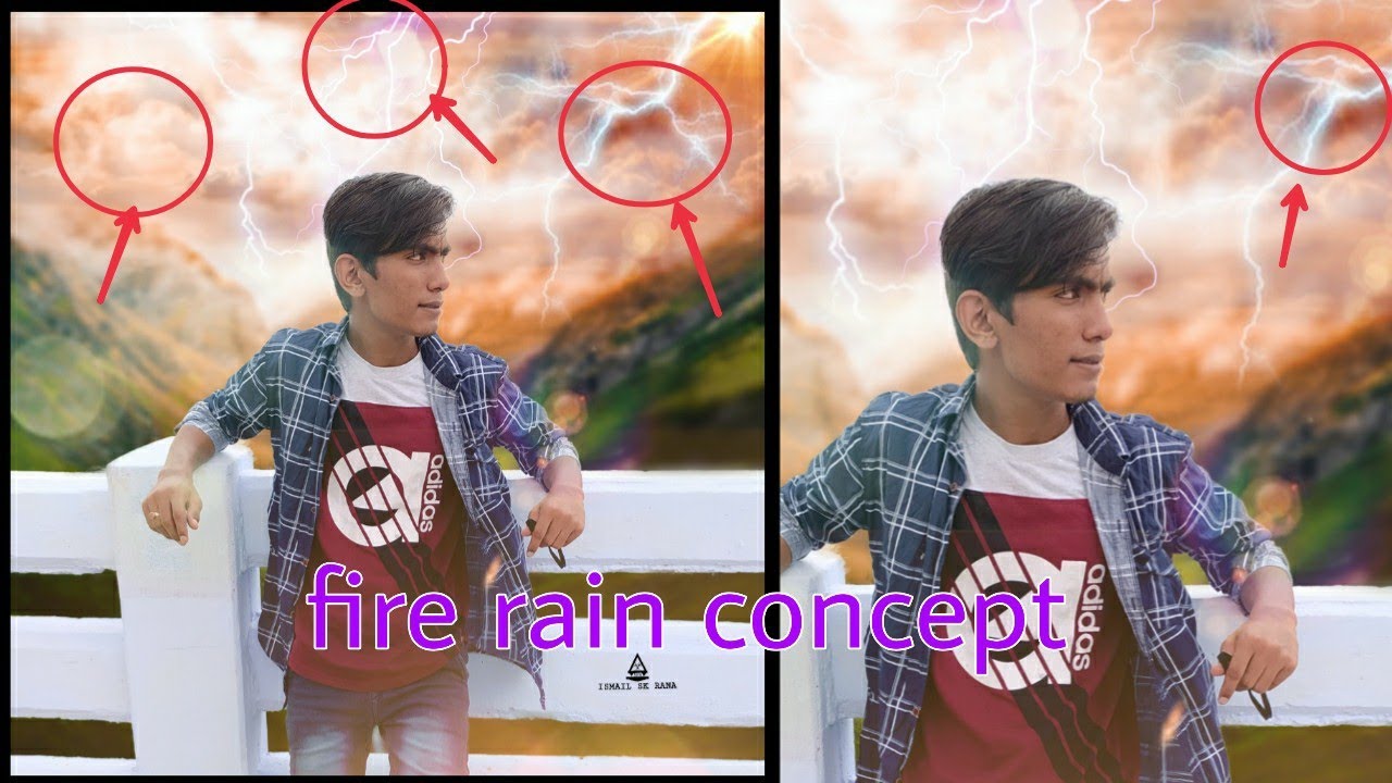 Fire rain concept manipulation photo editing on PicsArt Lightroom