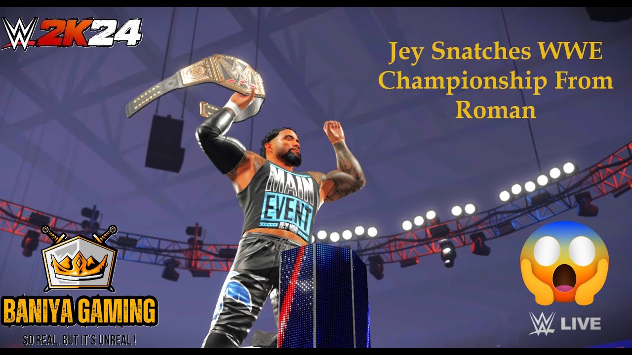 WWE 2K24 - Jey Destroys Everyone in Battle Royal Main Event Match | WWE World Championship | #wwe