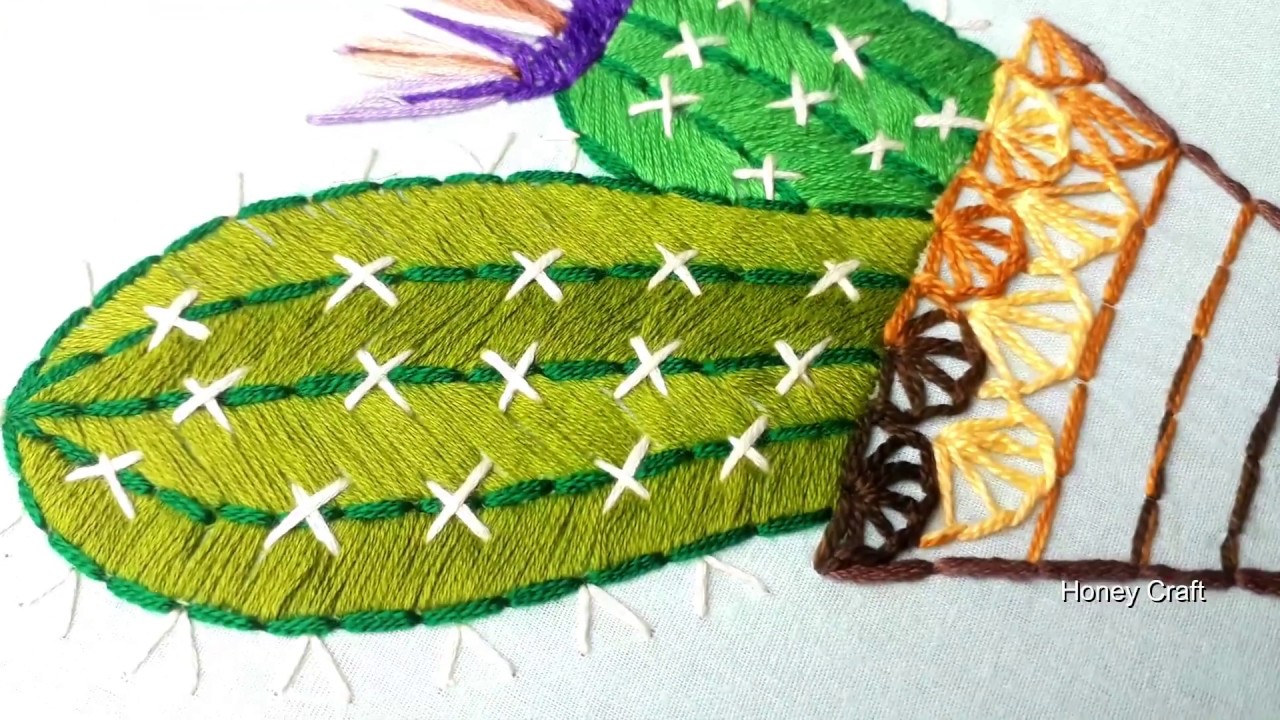 Hand embroidery beautiful Cactus stitch