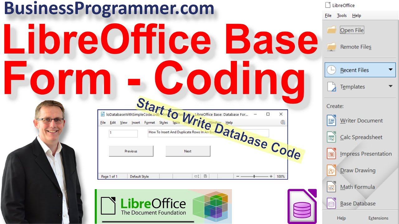 Код в LibreOffice Base — простая форма