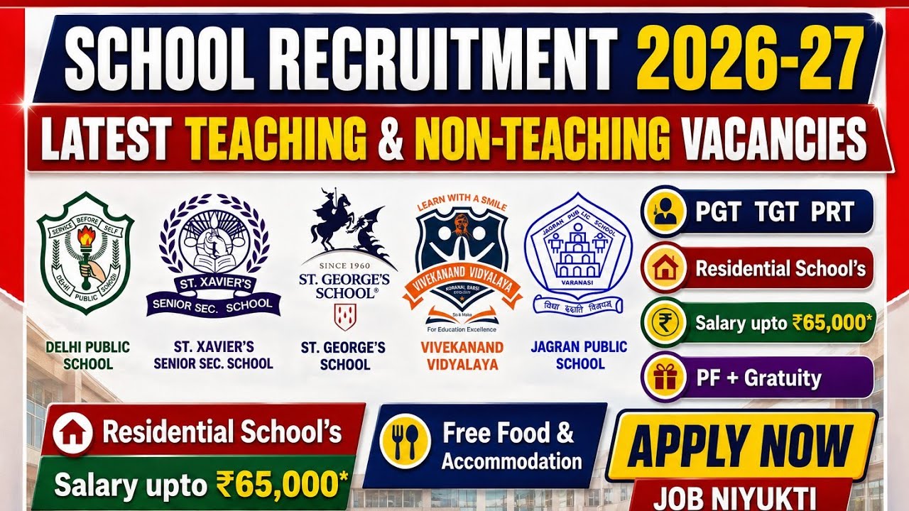 🔥 Latest School Vacancy 2026 | Teaching & Non-Teaching Jobs | PGT TGT PRT Recruitment | Salary ₹65K