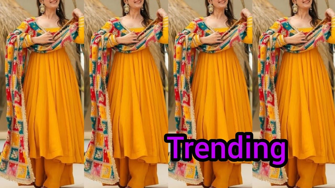 Latest suits design for wedding// Haldi ceremony suits yellow colour #trendswithmonika 