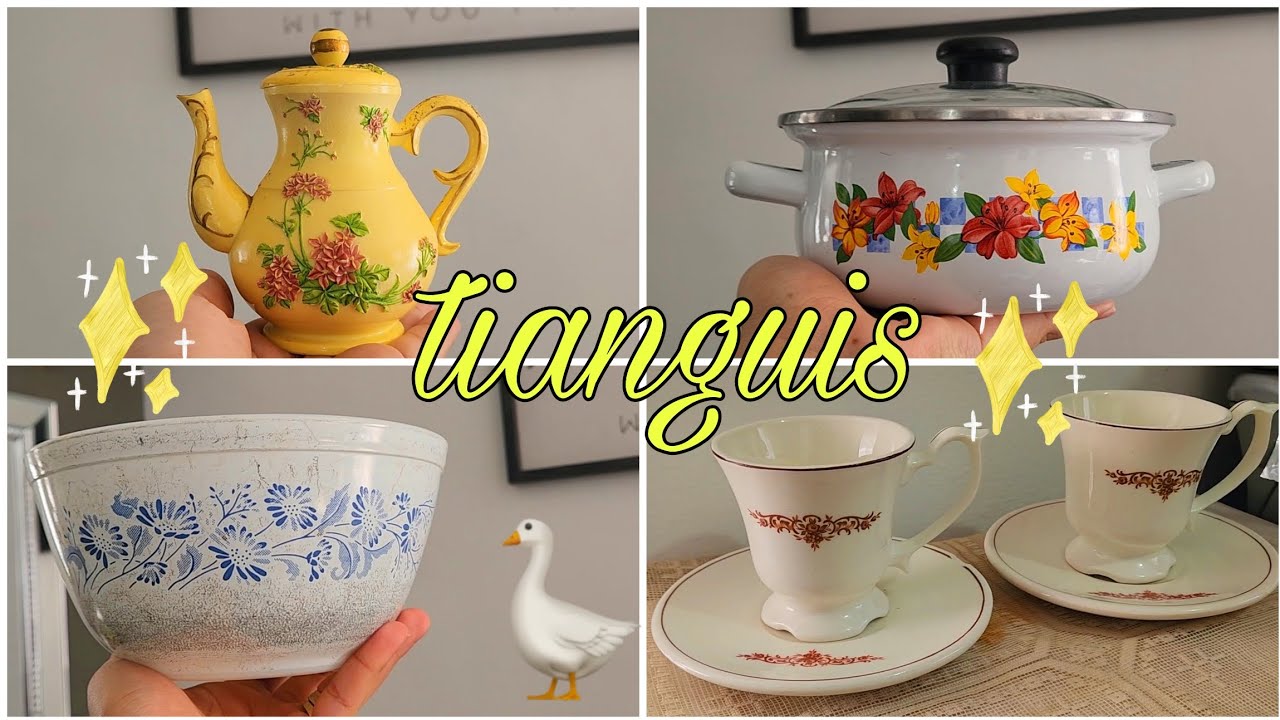 Tesoros del tianguis para el hogar 🏡| pyrex vintage y más ✨️ #tianguis #vintage 