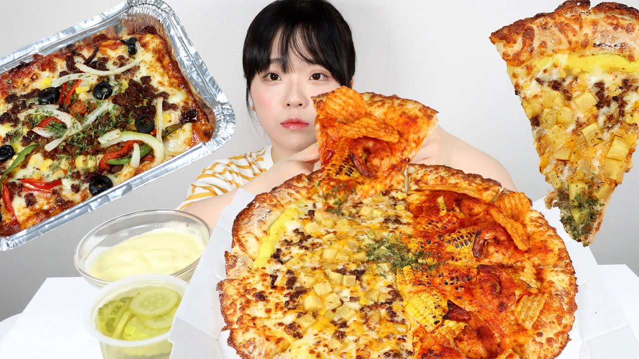 노모어피자 먹방🍕옥수수새우 & 스윗고구마피자 토마토파스타 까지 ! ㅣ Pizza Mukbang