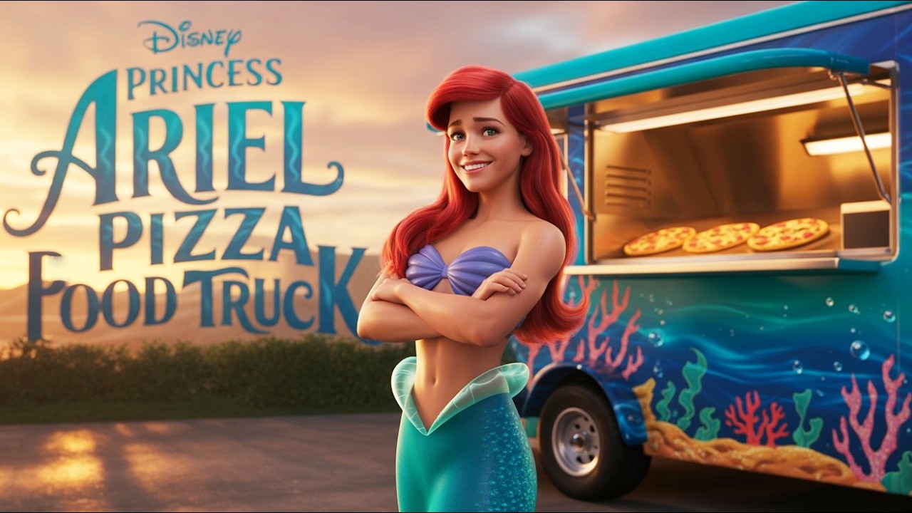 Disney Ariel Pizza Food Truck: The Little Mermaid Princess Cartoon @TheStoryTale_tst