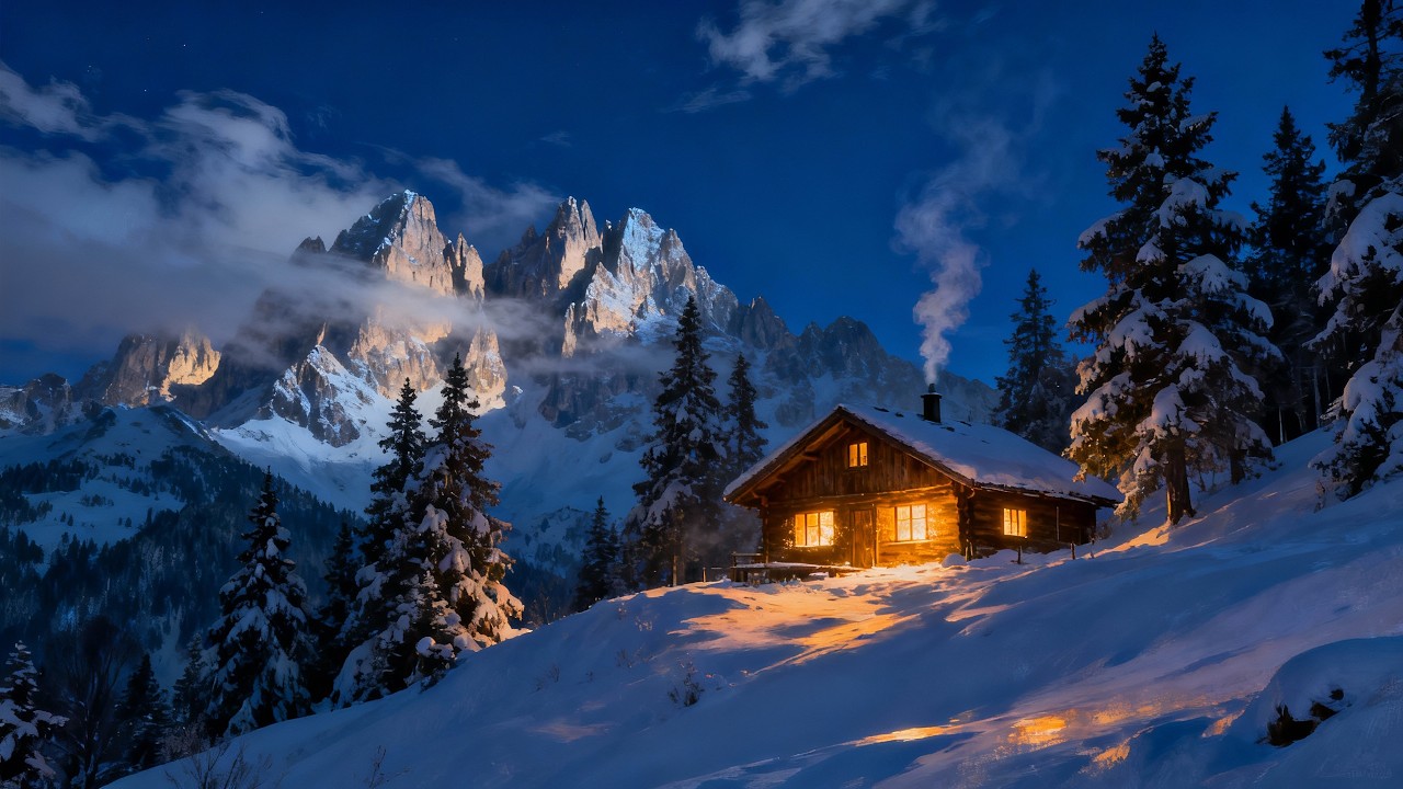 Warm & Peaceful Ambience ❄️ Inside a Cozy Cabin During Deep Winter | Fireplace & Howling Wind