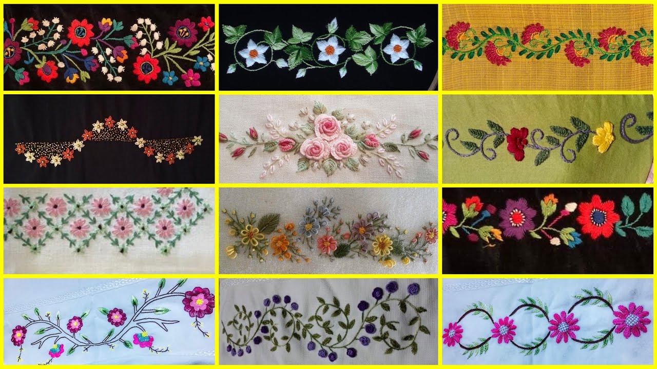 2024 Hemline embroidery border / floral borderline embroidery for tablecloth/ deep meaning images