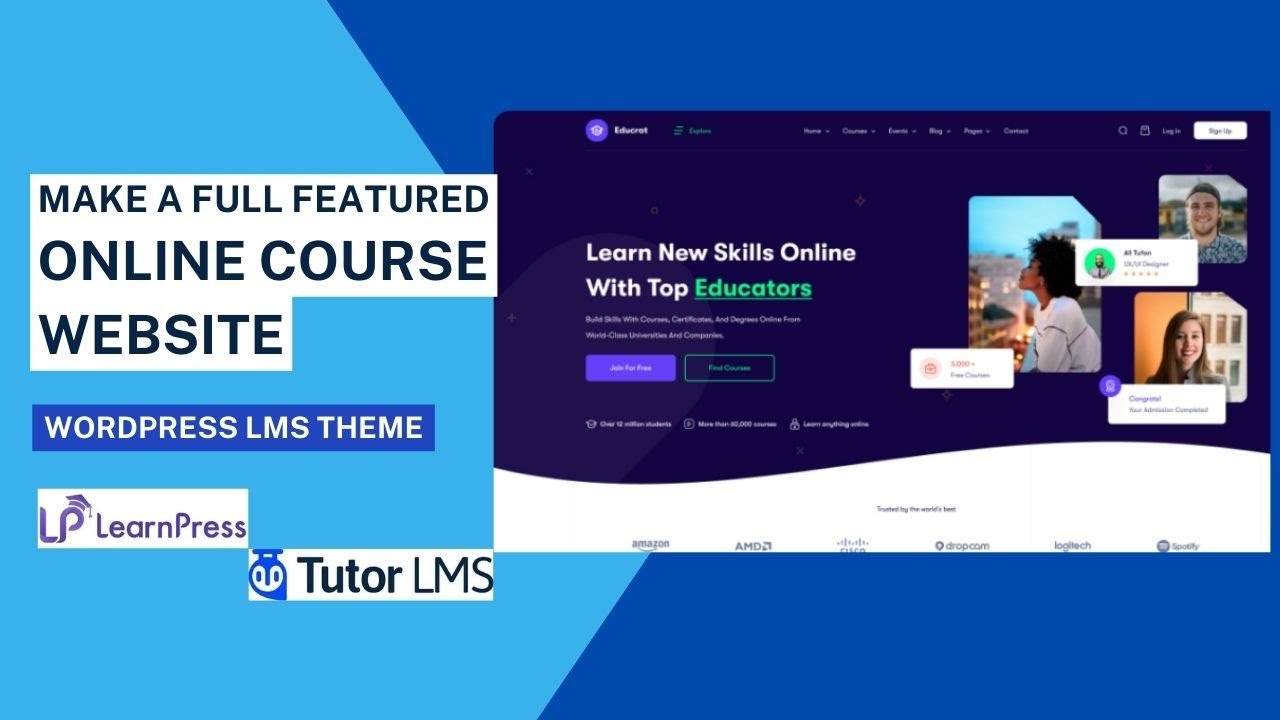 Make Online Course Website -Learning Management System | LMS Online Education Course Theme | Educrat