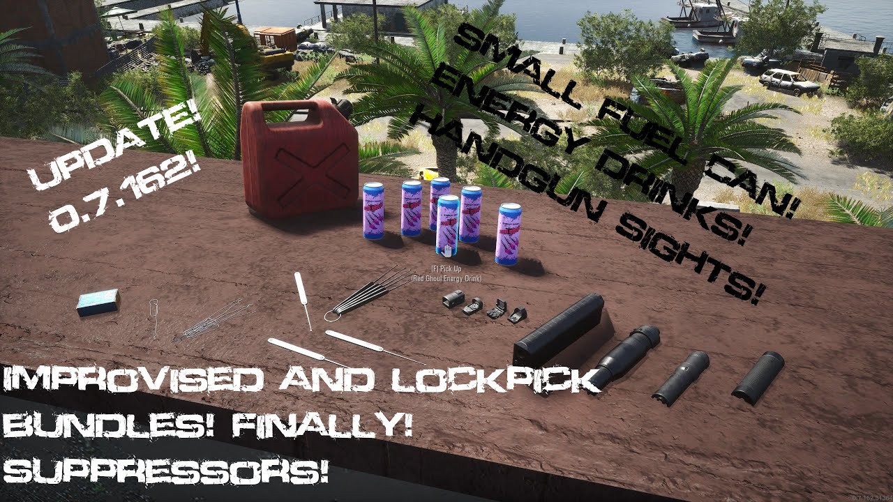 WorldUK Playing SCUM, Update 0.7.162 Lockpick Bundles, Suppressors, Sights, Small Fuel Can, Energy!