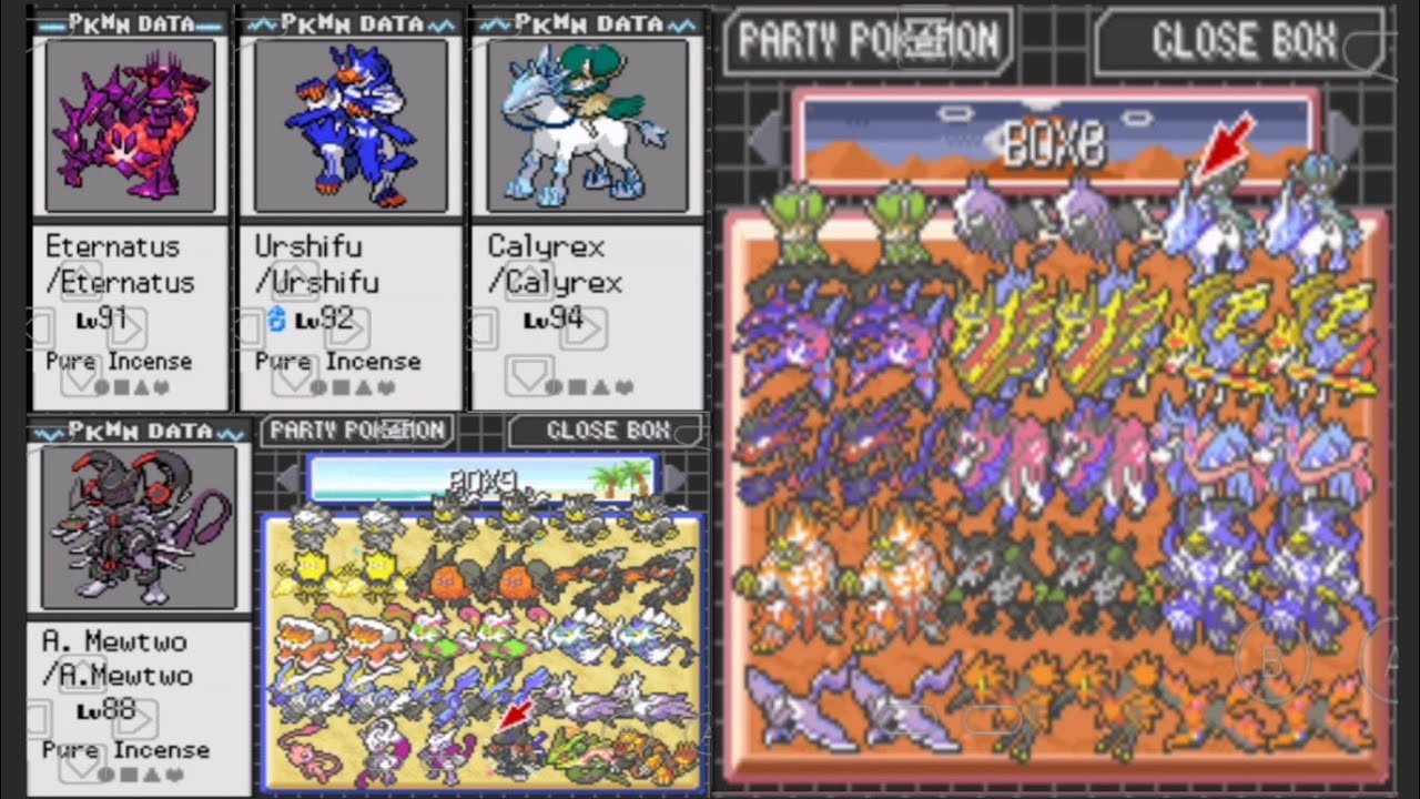 Save File #06: Pokemon the last Fire Red v4.03 - All Legendary, Ultra and Mega Forms Complete [GBA]