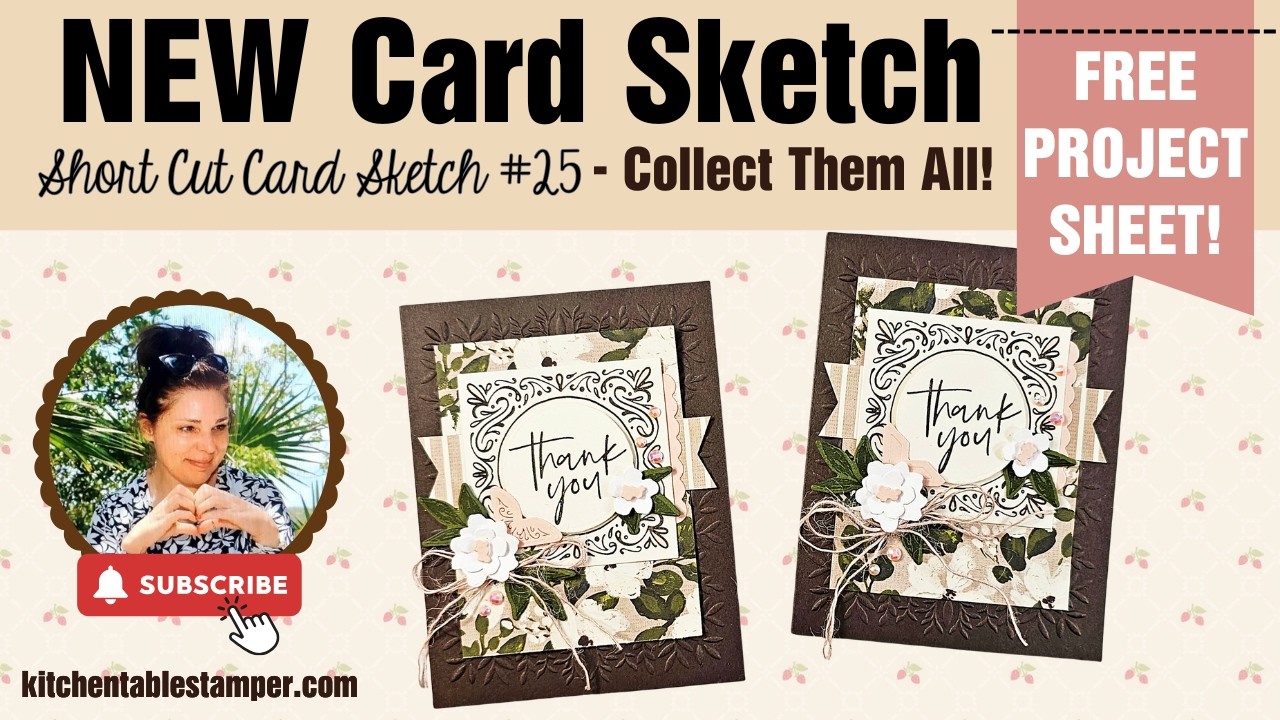 Эскиз открытки Short Cut Card № 25, весенняя серия эскизов, 4 из 6, Stampin’ Up! | Kitchen Table ...