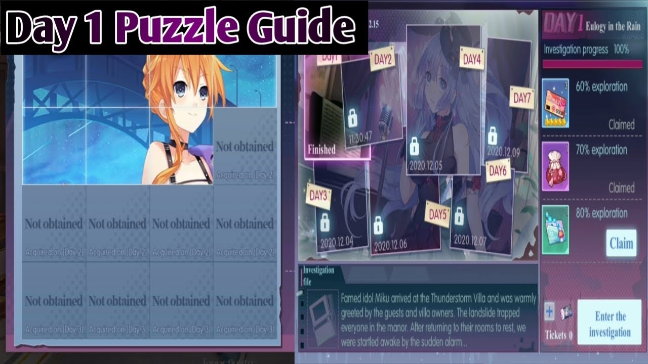 Puzzle Guide Day 1;ThunderStorm Villa Event | Date A Live Spirit Pledge