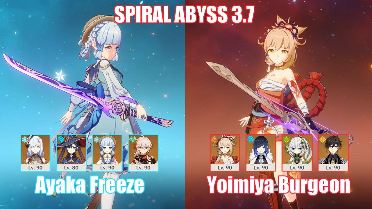 C0 Ayaka Freeze & C0 Yoimiya Burgeon | Spiral Abyss 3.7 | Genshin Impact