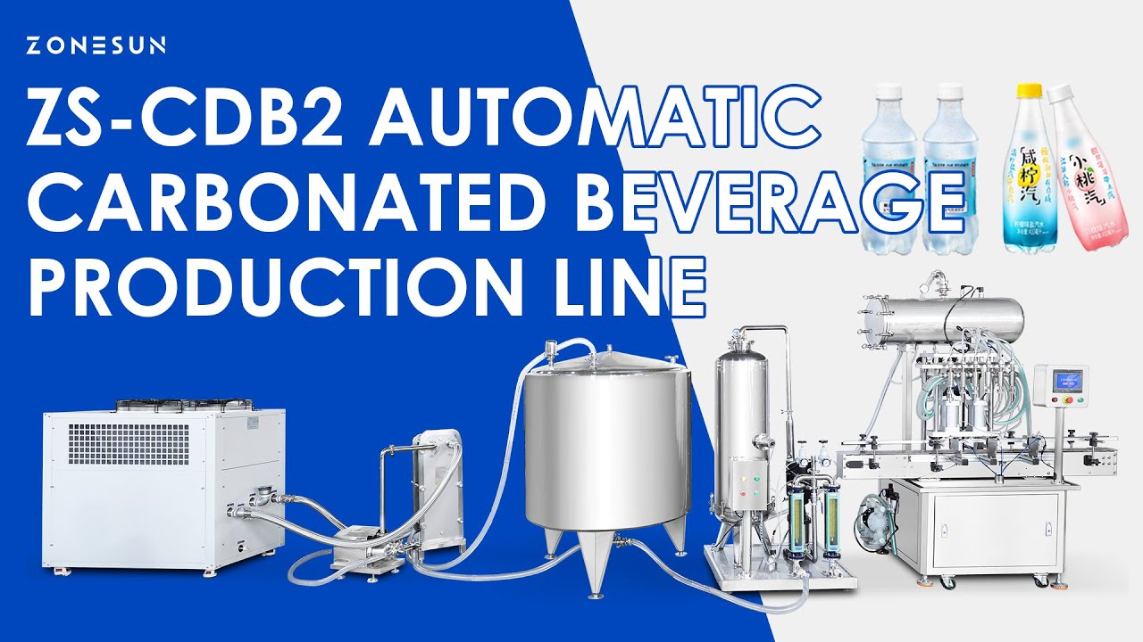 ZONESUN ZS-CDB2 Carbonated Beverage Production Line Soda Filling CO2 Mixer Air-Cooled Chiller