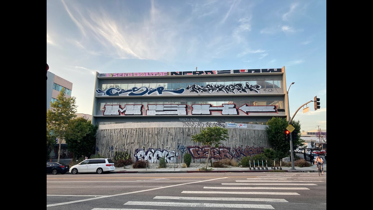 Los Angeles Graffiti Downtown Destruction and Freeway Drive