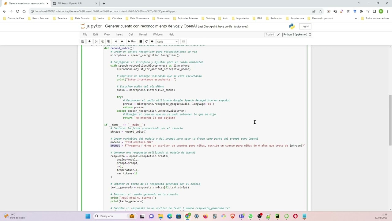 Generar Cuento Aleatorio Usando la Voz - Con Python, OpenAI, y Reconocimiento por Voz