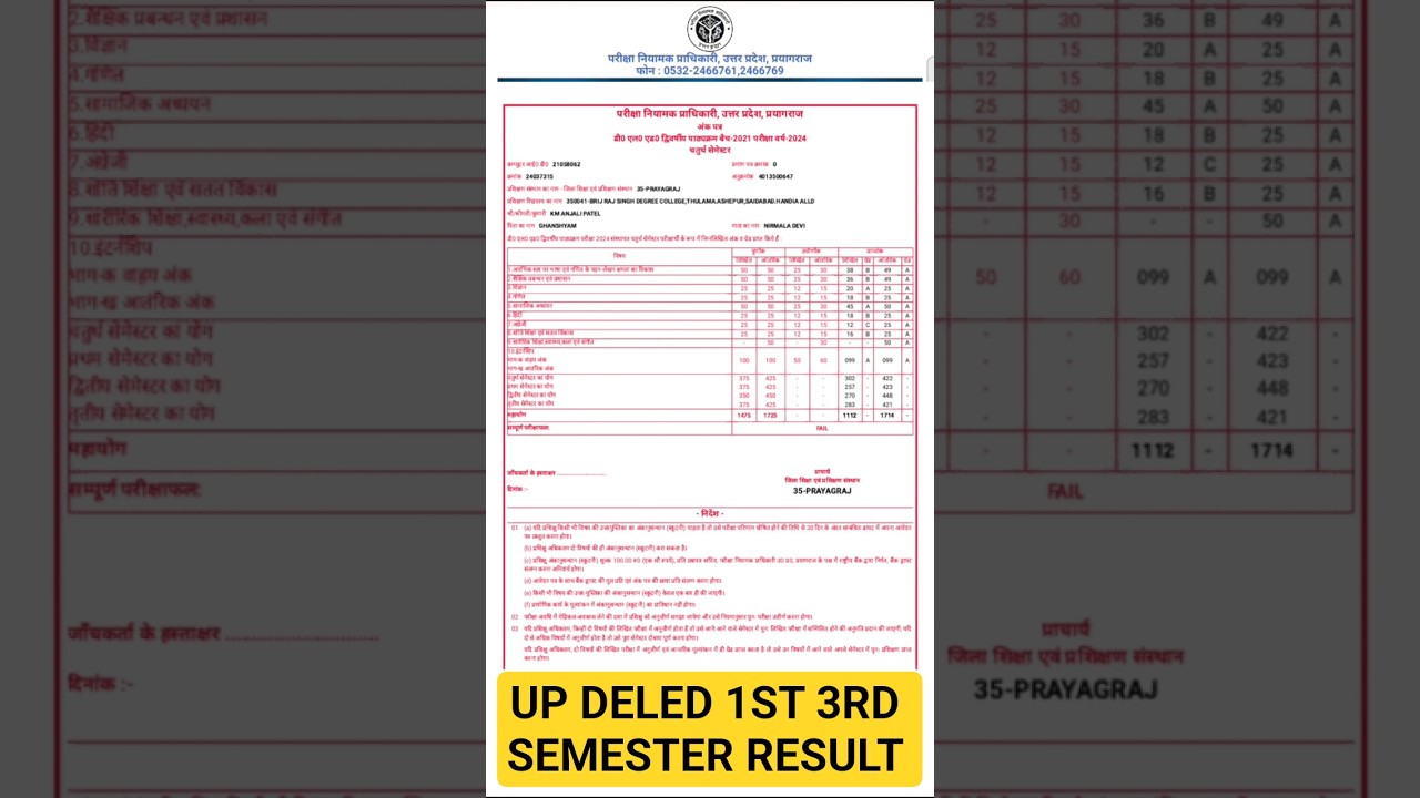 up Deled 1st/3rd semester result 2026/#shorts #deledresult #updeled #deled1stsemester