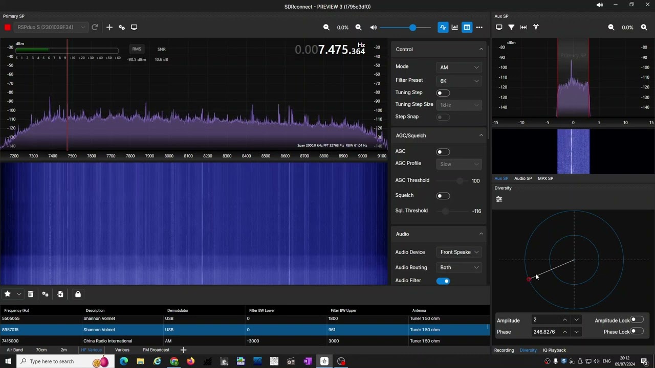 SDRconnect - How to setup and use diversity