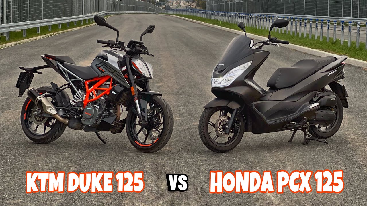 KTM DUKE 125 vs HONDA PCX 125, Wheelie & Drift