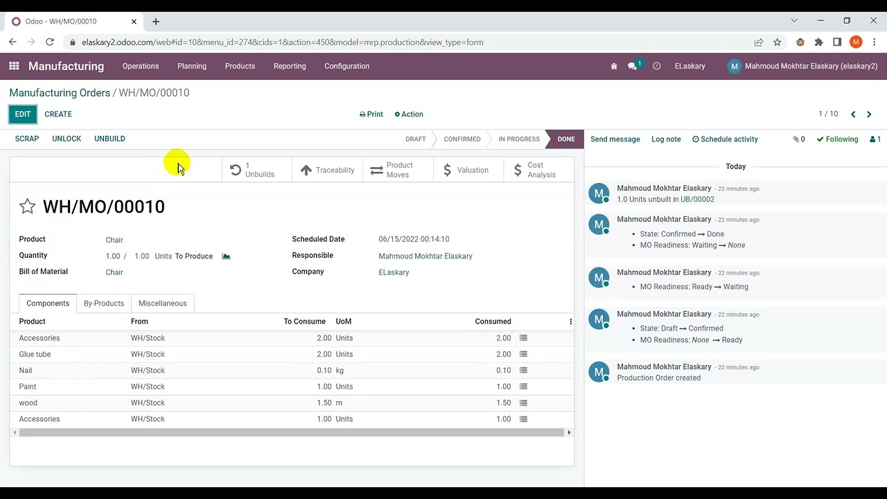Odoo V15 / How scrap product? كيفية تخريد المنتج فى التصنيع