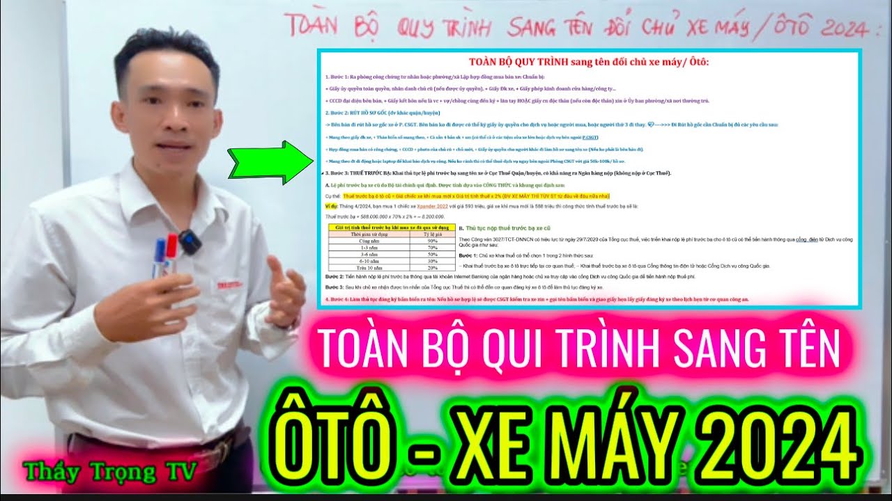 Toàn bộ qui trình SANG TÊN ĐỔI CHỦ xe máy - Ôtô mới nhất 2025