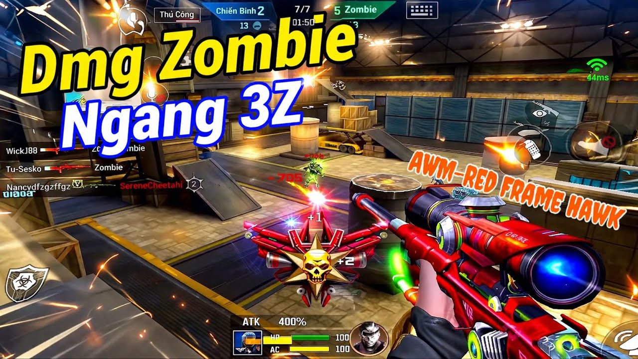 CF LEGENDS | AWM-Red Frame Hawk VIP Limit Dmg Zombie Cực Khủng Ngang 3Z 😍