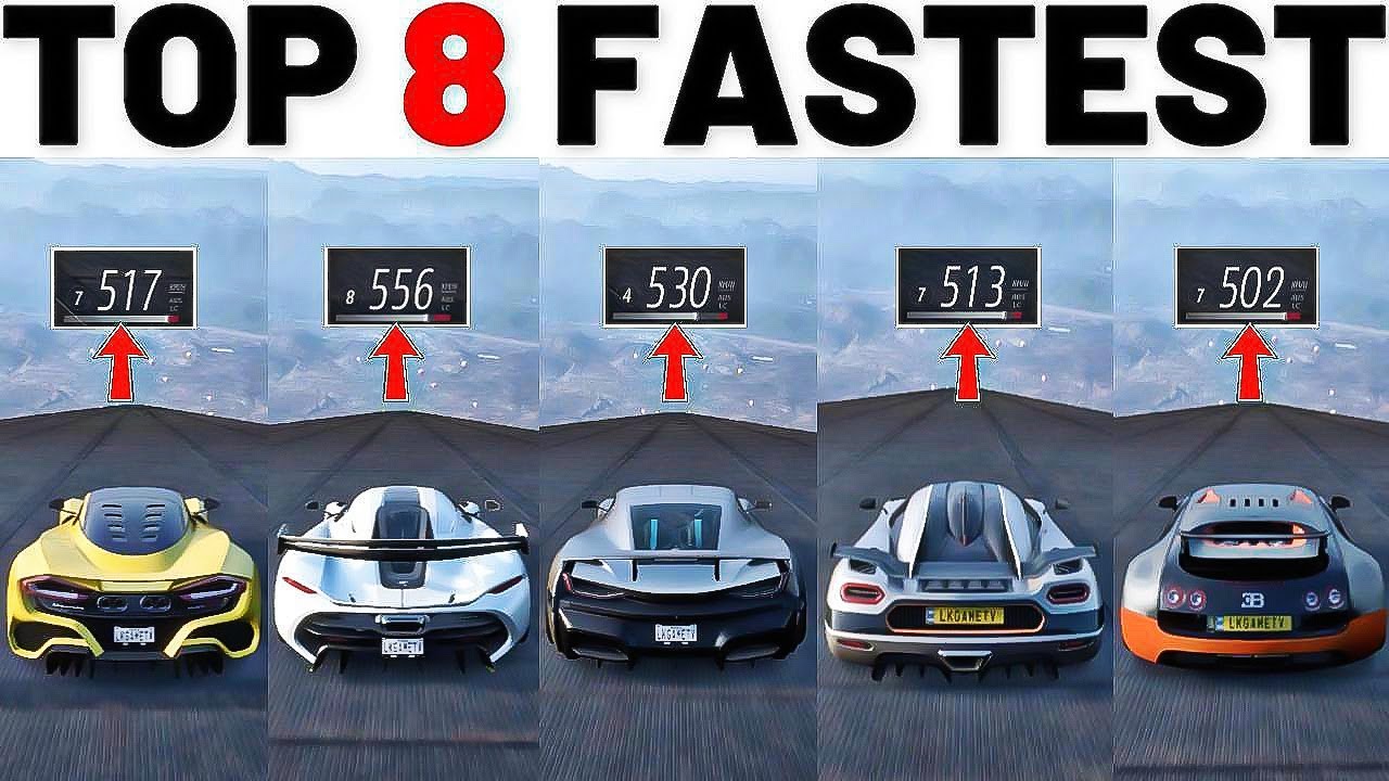 Top 8 Fastest Bugatti Vs Hennessey Vs Rimac Vs Koenigsegg In Forza Horizon 5 | TOP SPEED
