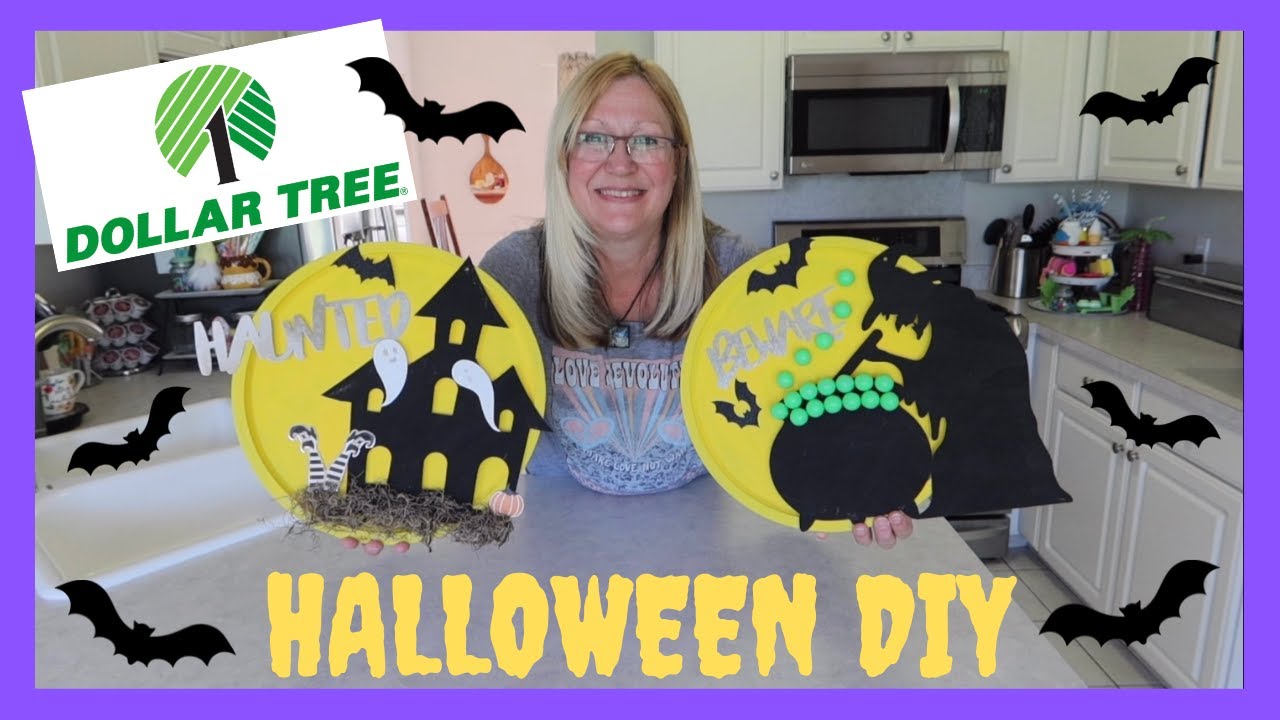 Dollar Tree Halloween Pizza Pan DIY / Witch Scene and Haunted House Scene / August 2021