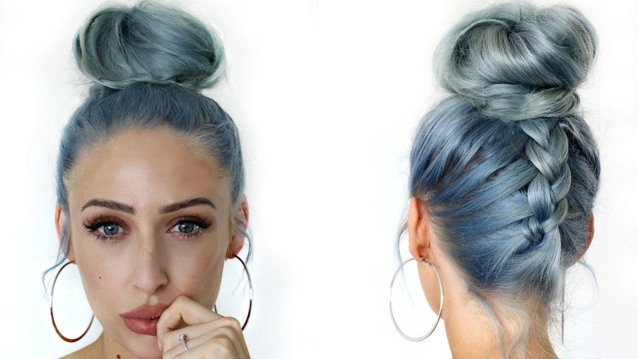 How To: Upside Down Dutch Braid Messy Bun / Top Knot Hair Tutorial - Carly Musleh