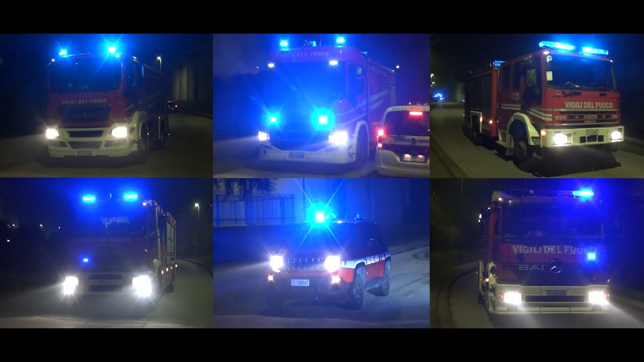 Incendio Capannone a Vaiano (PO) - Passaggio Mezzi Vigili del Fuoco